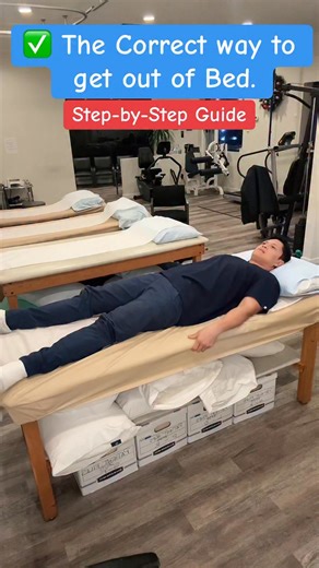 Doc Jun on Instagram: "The Correct way to get out of Bed. Step by Step guide. To get out of bed without straining your back, roll to your side, use your arms to push your upper body up while your legs swing off the bed, and then use your legs to push to a standing position, keeping your back straight throughout the process. This "log roll" method avoids twisting the spine, which can exacerbate back pain. #getoutofbed #lowbackpain #bodymechanics #viralreelschallenge Jun Reyes"