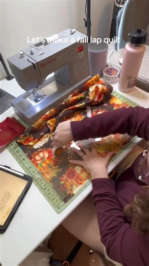 Sewing up a quick & cute little fall lap quilt with some gifted fabric from timeless treasures 🫶🏻 Video by Garren Roberts #creatorsearchinsights #quilting #quiltersoftiktok #quiltingtiktok #quilter | Jennifer