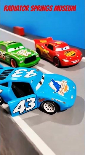 Pixar Cars crash Chick Hicks smashes into The King and Lightning McQueen wins #pixarcars