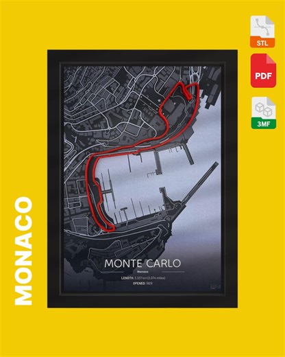 3D Poster Monaco Circuit Race Track | STL File | Digital Download | Formula 1 Track Map | Motorsport Gift | F1 | Monte Carlo - Etsy Canada