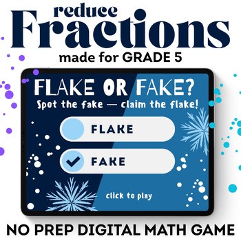 Winter Break Reducing Fractions Holiday Activities 5th Grade Math Challenge Game