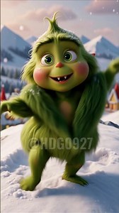 Adorable Baby Grinch Dances Clumsily on a Snowy Mountaintop | Realistic Cinematic Animation