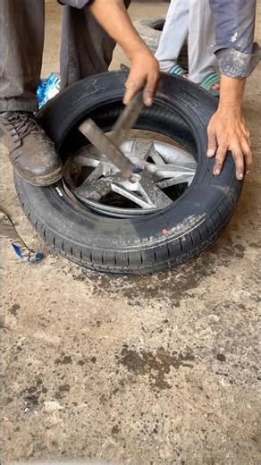 Manual Car Tyre Installation Without Machine | Easy Rim Fitting Process