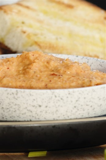 Easy homemade romesco sauce with nuts and peppers