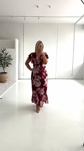 50K views · 765 reactions | A dreamy blend of romance and effortless style, the Rhapsody Maxi Dress in Burgundy Floral is perfect for any occasion ♡ | Gingham and Heels | Facebook