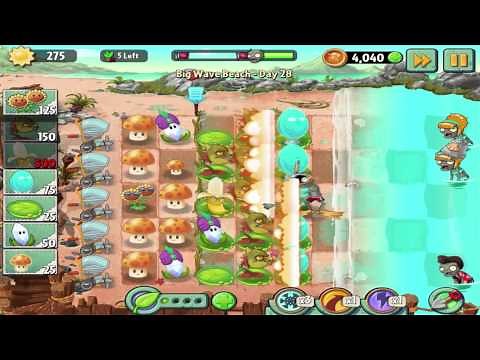 Plants vs Zombies 2: Big Wave Beach - Day 28 Walkthrough