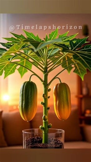 Dwarf Papaya Tree 🌴🍈 | Growing Papaya in Pot Timelapse #shorts#asmr#satisfying