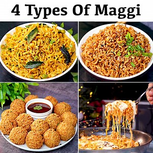 4 Most Unique Types Of Maggi | South Indian Maggi | Pizza Maggi | Korean Maggi | Maggi Pakoda #maggi #snacks #nashta 1. SOUTH INDIAN MAGGI Oil for cooking A Pinch Hing 1 tsp Mustard Seeds 1 tsp Jeera 2 Dried Red Chillies 10 - 12 Curry Leaves 1 Small Onion 1/4 Cup Peas 2 Chopped Green Chillies 3 Cups Water 1/2 tsp Haldi 1/2 tsp Spicy Red Chilli Powder 2 Maggi Packets Before Serving add 4 -5 Curry Leaves 1 Tbsp Butter Coriander Leaves 2. PIZZA PASTA MAGGI 3 Cups Water 2 Maggi Cakes Add Some Oil Wh