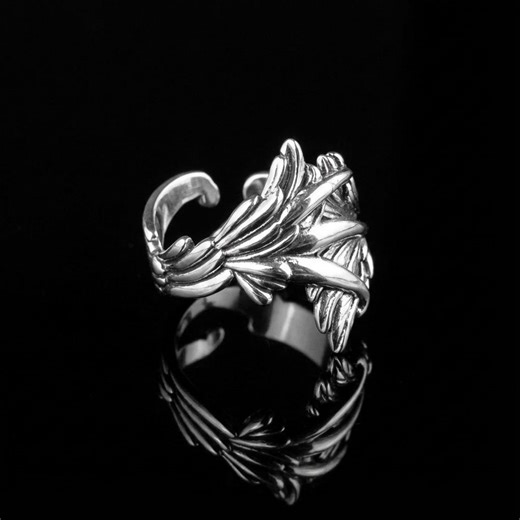 Angel Wing Ring Men Adjustable Silver Plated Band US 10-14 Heavy Metal Gothic Medieval Biker Gift Box - Etsy