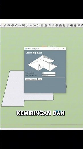 buat atap sekali klik di sketchup pakai ekstensi 1001bit tool