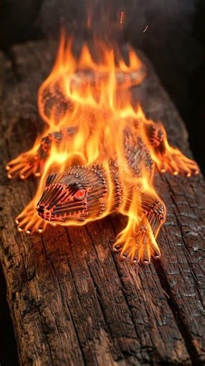 Epic Burning Lizard – Creative Matchstick Art