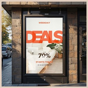 Window Poster Mockup PSD, Shop Front Storefront Sign, Retail Window Display, Retail Facade Signage, Smart Object Photoshop, Poster Template - Etsy