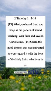 2 Timothy 1:13-14 [13] What you heard from me, keep as the pattern of sound teaching, with faith and love in Christ Jesus. [14] Guard the good deposit that was entrusted to you—guard it with the help of the Holy Spirit who lives in us. | English Bible - Gospel
