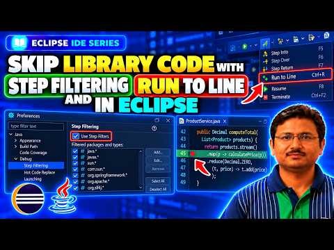 Skip Library Code with Step Filtering and Run to Line in Eclipse