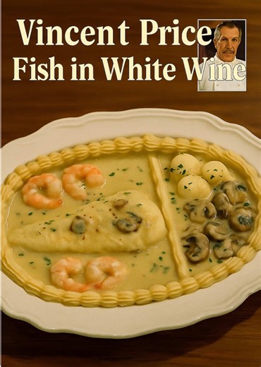 🎩🍽 Cooking Price-Wise: A Culinary Ode to Holland 🇳🇱 Step into Vincent Price’s elegant kitchen as he plates a tribute to the Netherlands—a refined fish in white wine sauce, nestled in a ring of buttery mashed potatoes, shaped like the Dutch coastline rising from the sea. 🐟🌊 It’s whimsical. It’s wistful. It’s wickedly delicious. As always, Price blends theatrics and taste—bringing art to the table and history to your plate. 📜 This is food as geography, seasoned with sophistication and a pin