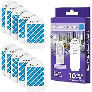 Fly Trap Refill Cartridges BietrunPro, 10 Pack, Indoor Plug-in Fly Trap Refill Pack of Glue Cards Replacement, Sticky Refillable Glue Boards, Indoor Fly Traps Refill Kit(for FCZZ-01)