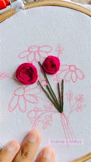 Cute Flower Bouquet Embroidery 💐🧵 | Easy Tutorial for Beginners #shorts