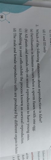 Which of the following statements about reproduction is false?... | Filo