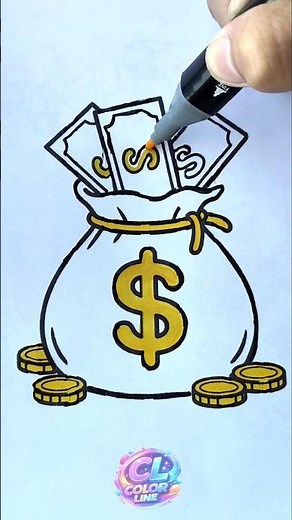 Money Bag Coloring 💰 So Satisfying #shorts #dollar #money #satisfying #coloring
