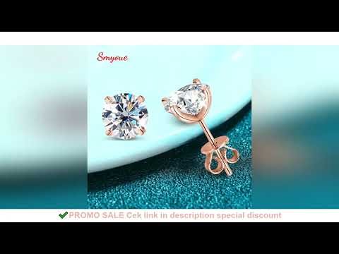 Smyoue 0.2-3CT Rose Gold Color Moissanite Stud Earrings for Women Sparkling Classic Wedding Lab Diam
