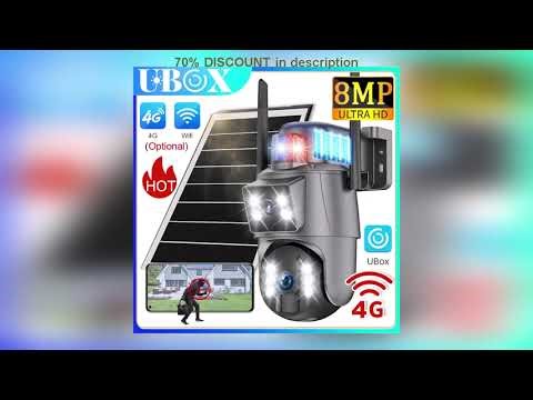 A must-have product! Ubox 4G LTE Solar Camera 8MP Outdoor WiFi Security Camera Dual Screen Auto Tr