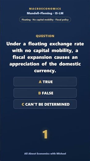 Mundell-Fleming: Fiscal policy, Floating exchange rate — True or False?