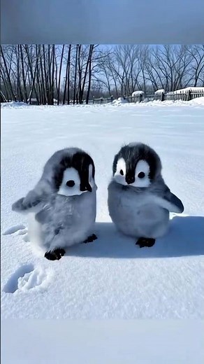 Baby Penguins | Fluffy Chicks in the Snow #cutepenguin