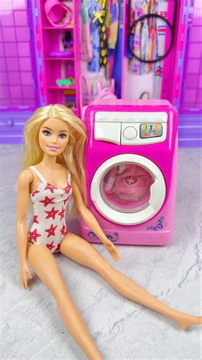 Satisfying With Barbie Doll Washing Machine Set Toys #shorts
