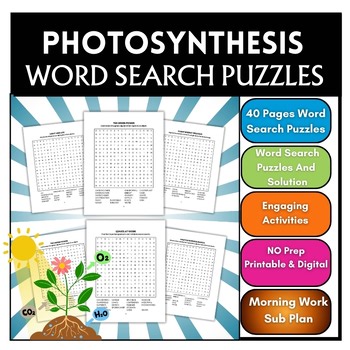 Photosynthesis Word Search Activities Morning Work 4th,5th,6th,7th,8th,9th,10th