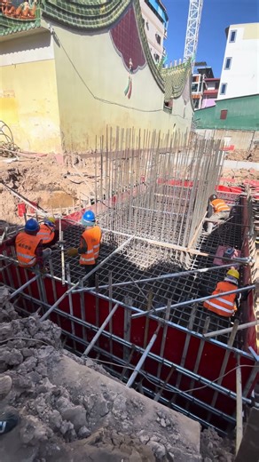 Core wall rebar installation on pile cap #construction #shorts #building #civilengineeringshorts