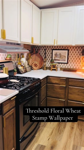 Threshold Floral Wheat Stamp Wallpaper for Cottagecore Decor