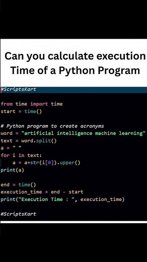 Save it ✔️ .... Share it 🚀 Calculate execution time of a Python Program #python #pythonprogramming