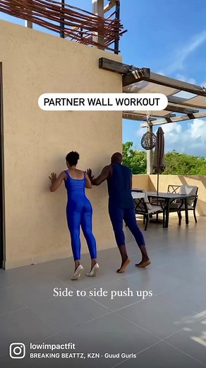 Try this partner wall workout. 1. Side to side push ups2. Single/single/double knee lifts3. Wall plank hold4. Push up rotation.30 seconds per exercise. #partnerworkout #wallworkout #partnerworkouts #motivation #fitfriends #fitness #fitnessmotivation #sixpackworkout #fitover40#lowimpactcardio #lowimpactworkout #lowimpacthiit #lowimpactfit #core #shapesquad #corestrengthening #flow #mobility #wellnessjourney #healthyliving #coreworkouts #functionaltraining #workout #fitness #lowimpactfitness #blac