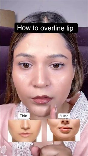 How to over line lip perfectly? #lipstick #lipliner #makeup #shorts #youtubeshorts