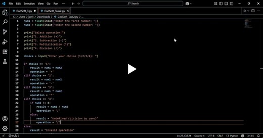 Built a Simple Calculator in Python with Codesoft | Justin Suntar posted on the topic | LinkedIn