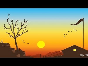 How to Draw - in computer| microsoft paint tutorial | ms paint | computer drawing | scenery drawing