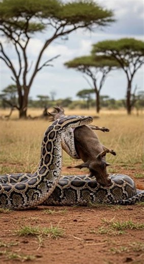 Will the python manage to swallow the warthog in one bite #wildlife #python #nature