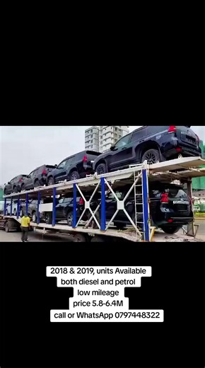 🚨🔥 NEW STOCK ALERT – PRADO 2018 & 2019 MODELS JUST ARRIVED! 🔥🚨 The king of the road is here 👑 We’ve just received clean units of the Toyota Land Cruiser Prado (2018 & 2019 models) - fully loaded and ready for new owners! 💰 Price Range: Ksh 5.8M – 6.4M 🚘 Available in 5 Seater & 7 Seater 🌞 Sunroof 🛋 Leather Interior 📉 Low Mileage Units ✨ Fully Loaded (premium specs) Whether you want comfort, presence, or performance - this Prado delivers it all. Perfect for family, business, or executive