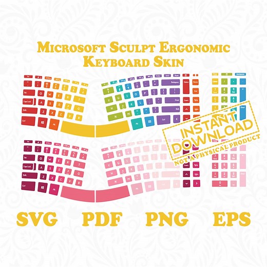 Microsoft Sculpt Ergonomic and Numeric Keyboard Stickers, Pack of 7 Typing Keyboard Skin, Instant Digital Download - Etsy