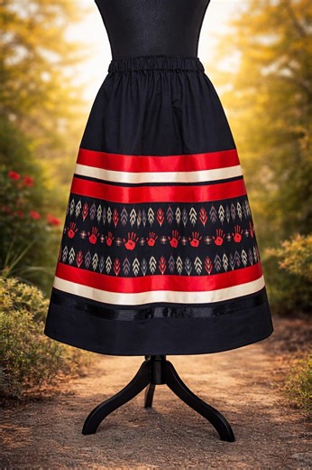 Ribbon Skirt – Women’s Size Black Red Hands MMIW - Etsy