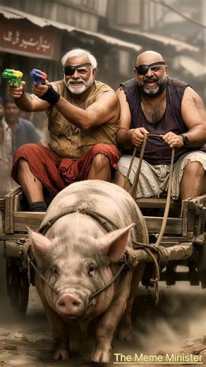 Pig cart + Toy guns + Biryani… Modi Amit style FULL MADNESS! 😂🐷 #shorts #funnyshorts #memes #modi