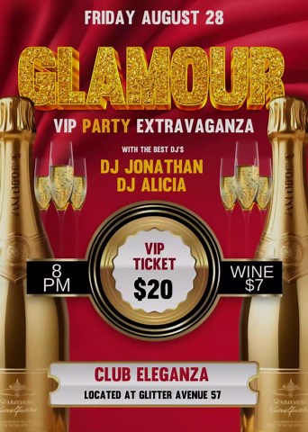 Editable VIP Deluxe Glamour Party Flyer, Luxury Birthday Invitation For Clubs, Digital Printable Canva Deluxe Champagne Tasting Festival