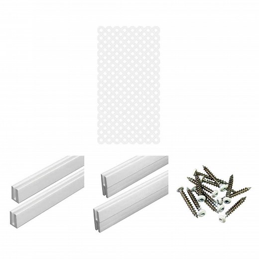 4 ft. x 8. ft White Classic Diamond Vinyl Lattice Panel with Color Matched Screws, Cap and Divider Molding - The Home Depot