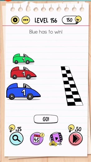 Brain Test Level 156 Answer | Blue has to win