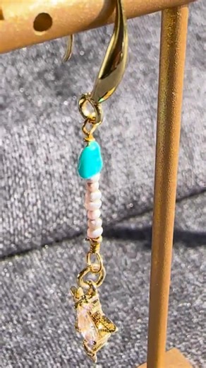 Sleeping Beauty Turquoise, Tiny Freshwater Platinum Gray Pearls, Starburst Dangling Earring - Etsy