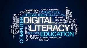Digital literacy animated word cloud, text design animation.