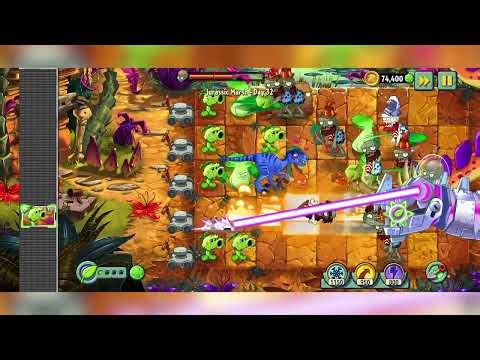 Plants vs Zombies 2 - Its About Time - Jurassic Marsh 32 - Walkthrough 100% (No Commentary)