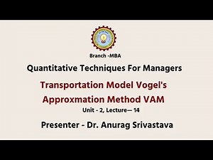Quantitative Techniques for Managers | Transportation Model: Vogel's Approximation Method | AKTU