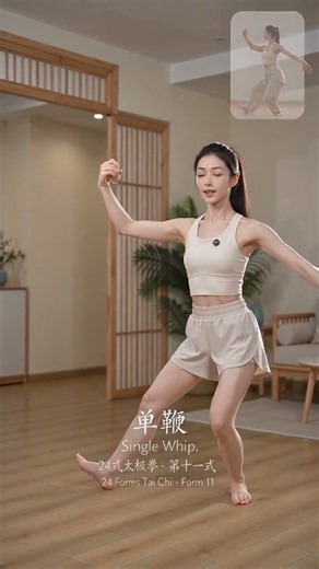Tai Chi Form 11: Single Whip Builds Leg Strength & Spine Mobility #baduanjin #health#kungfu