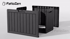 45 Gallon Resin Deck Box, Lockable Patio Outdoor Storage Box for Furniture, Garden Tools and Tools Storage, Waterproof Outside Storage Boxes - Black